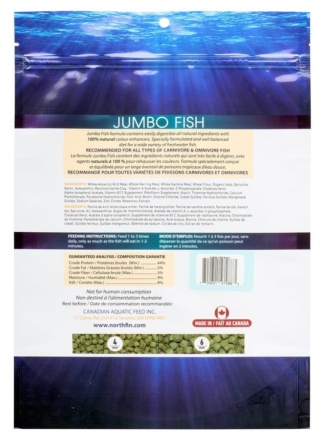 Northfin Fish Food Jumbo Formula Slow Sinking Pellets (4mm 1kg) - Image 2